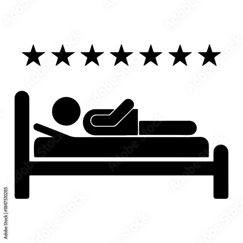 Sleep icon of person lying on bed, night rest vector illustration.