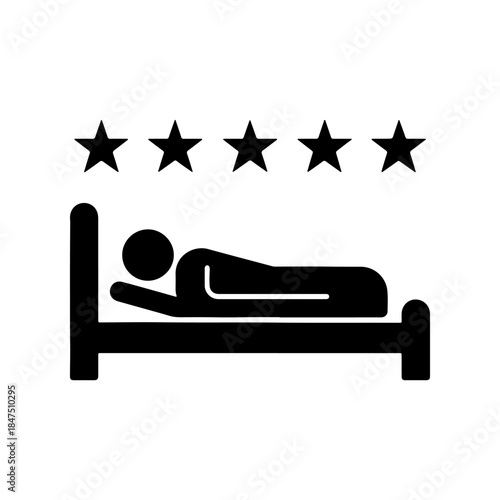 Sleep icon of person lying on bed, night rest vector illustration.