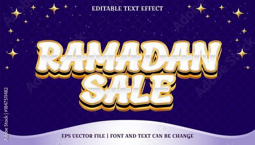 Dynamic Ramadan Sale Promotional Typography Design with Festive Star Background and Editable Text Effect