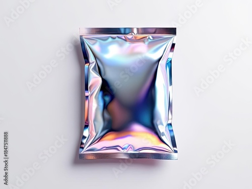 Iridescent pouch isolated on a white background, top view