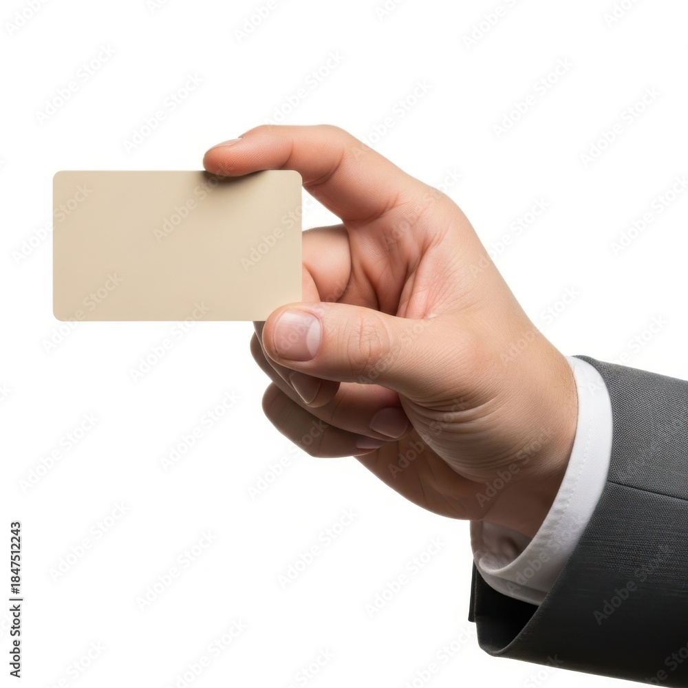 Obraz premium Hand holding business card isolated on white background