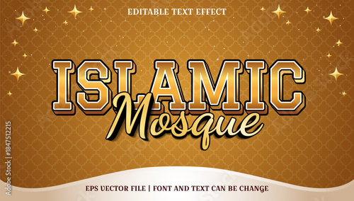 Stunning Golden Islamic Mosque Text Effect Template - Easily Editable Vector EPS File for Religious and Cultural Designs