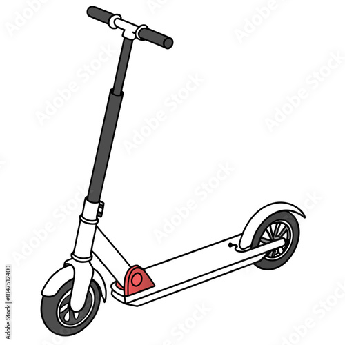 White folding electric scooter with black handle and wheels