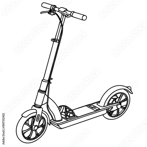 Line of a standing electric scooter line standing scooter