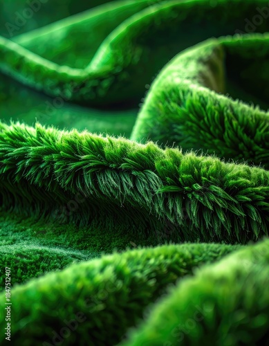 Wallpaper Mural Close-up abstract image of vibrant, folded green plush fabric texture. Torontodigital.ca