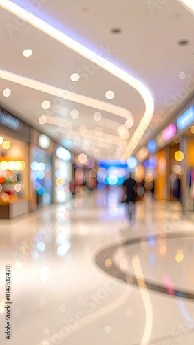 Wallpaper Mural Blurred view of a brightly lit, modern shopping mall interior with glowing lights. Torontodigital.ca
