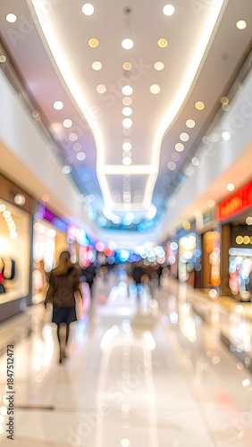 Wallpaper Mural Abstract view of a brightly lit, modern shopping mall interior with bokeh effect and blurred figures. Torontodigital.ca