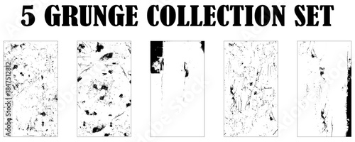 Set of horizontal grainy noisy textures. Grunge border vector overlay texture background. Rough distressed overlay rough textured for grunge punk y2k collage design, splattered dirty with dust scratch