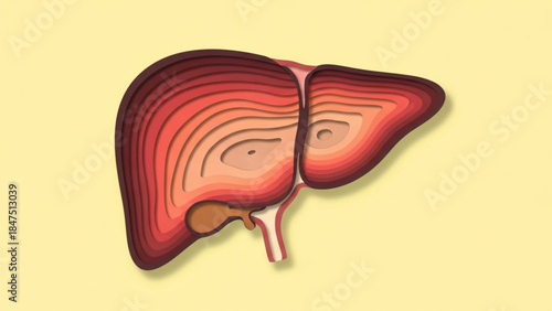 Liver Anatomy with Cross-Sectional View in Medical Graphic Format for Educational Science Content World Hepatitis Day