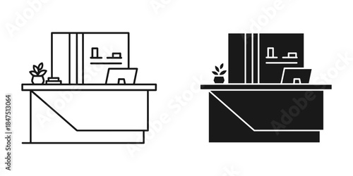 Minimalist office desks with computers