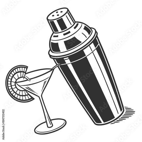 Cocktail shaker new year silhouette party mix