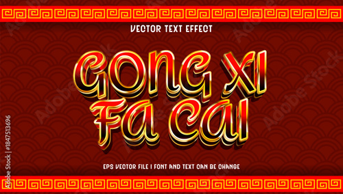 Gong Xi Fa Cai - Golden 3D Text Effect for Chinese New Year Celebrations