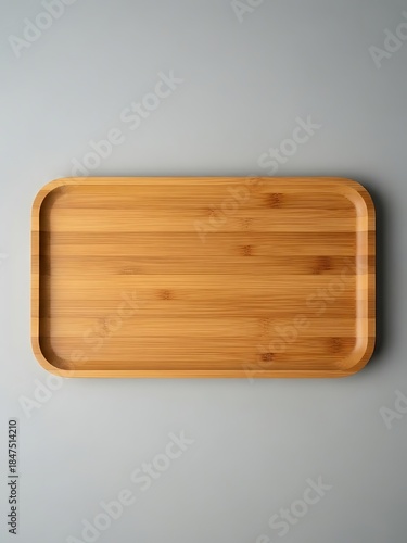 Elevated view of a refined and elegant wooden bamboo serving tray