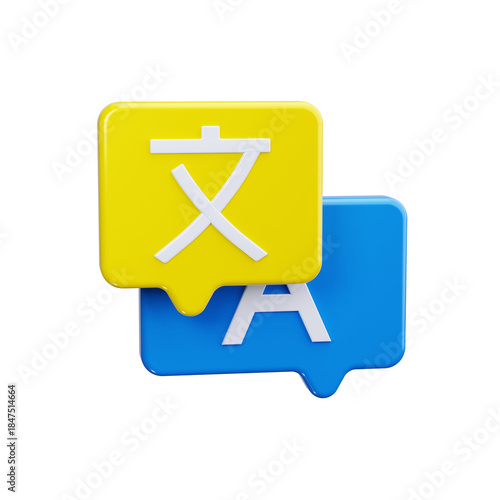 Language 3d render icons