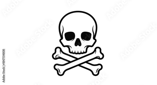 Skull and Crossbones Warning Symbol Isolated on White Background.