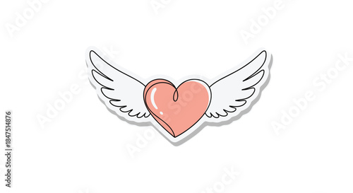 Heart with Wings Sticker Design.