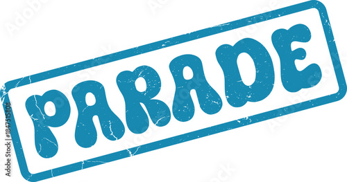 Playful Parade blue text stamp with wavy font perfect for festive event promotions