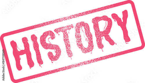 A textured red history rubber stamp for educational content and vintage document emphasis