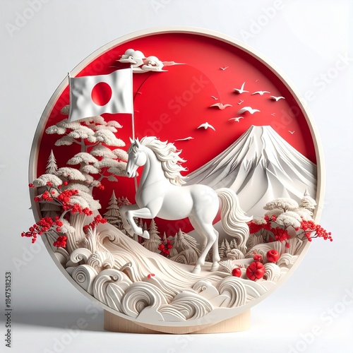 縁起の良い丙午のイラスト