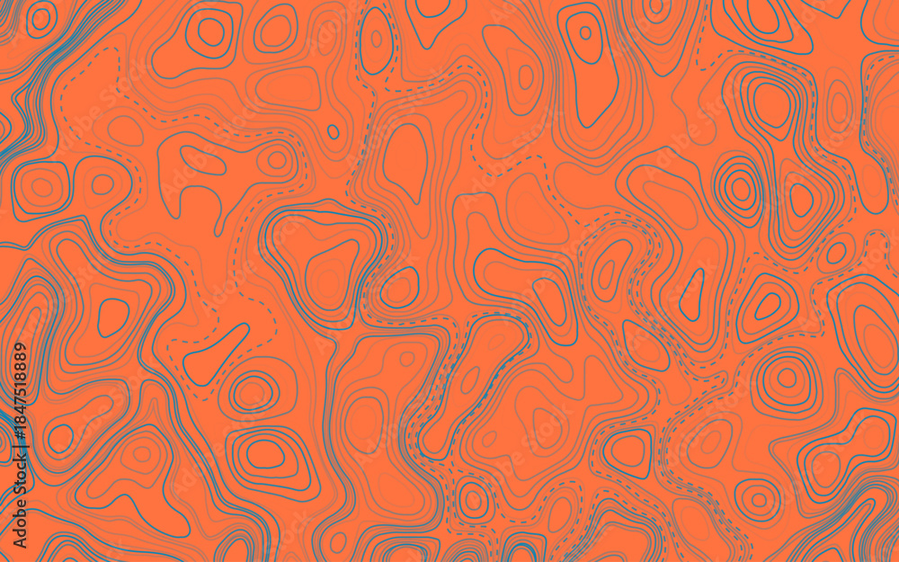 Fototapeta premium Vector illustration. Abstract contours form digital landscape, mimicking terrain of technological advancements and innovation. Concept of technology, science. Wallpaper. Pattern.