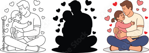 Father and his child surrounded by hearts symbolizing love and affection symbolizing love and appreciation