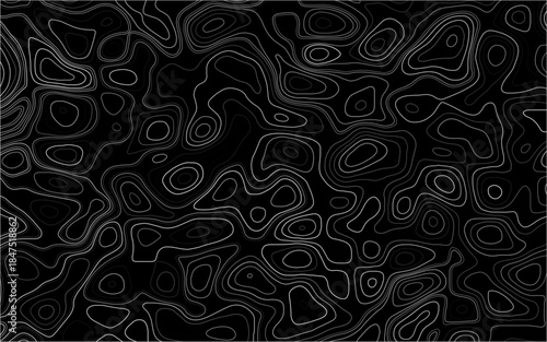 Vector illustration. Abstract contours form digital landscape, mimicking terrain of technological advancements and innovation. Concept of technology, science. Wallpaper. Pattern.