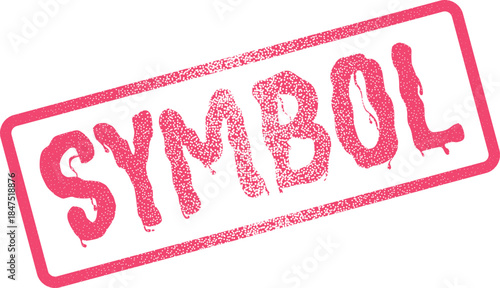 Eye catching graphic of a red distressed rubber stamp for the significant word SYMBOL