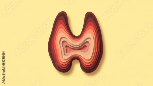 World Thyroid Day Abstract Paper Cutout Design, Layered Art, Creative Shape, Studio Setting, Top-Down View, Minimalist Concept