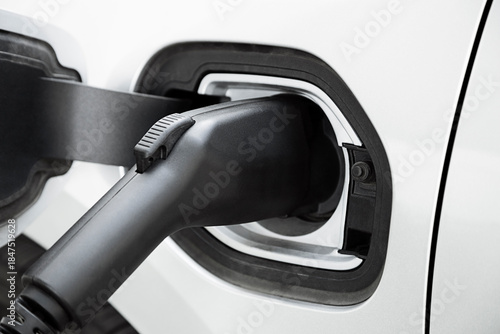 Electric Car Charging Close Up