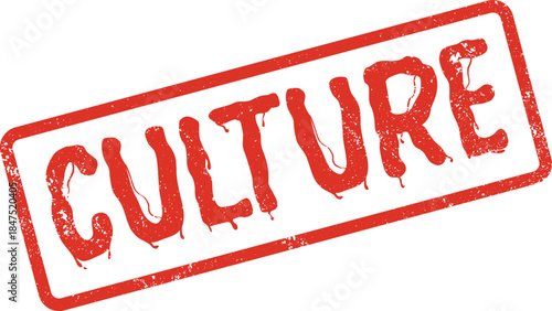 Bold red rectangular stamp showcasing the word CULTURE with a distinct grunge texture
