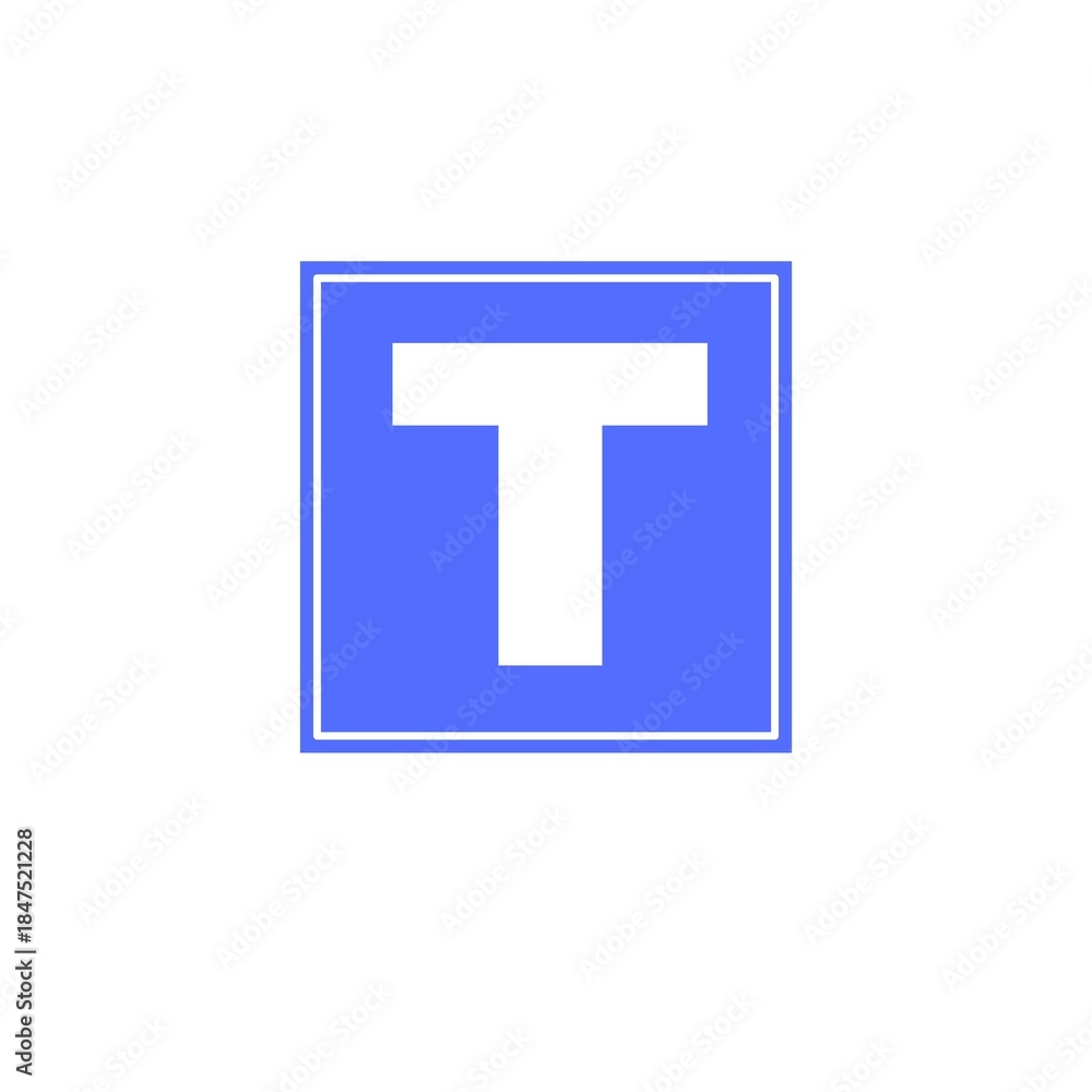 Fototapeta premium Letter T isolated in blue square