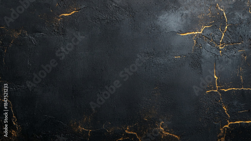 abstract concrete wall for background, cement black with golden effect.