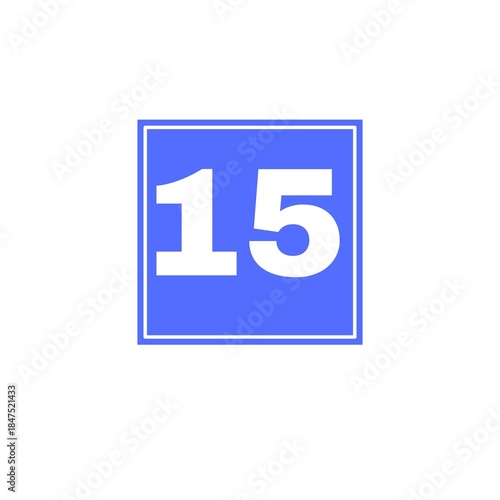 number 15 in blue square shape 