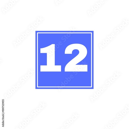 number 12 in blue square shape 