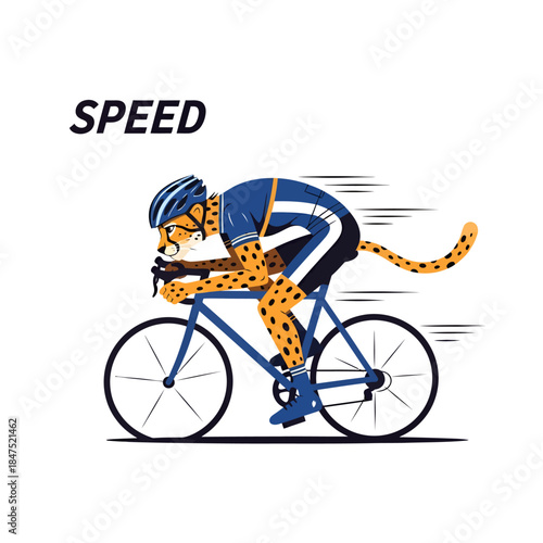 arafed leopard riding a bicycle with the words speed