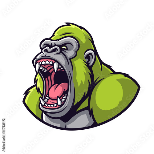 cartoon gorilla with its mouth open and its mouth wide open