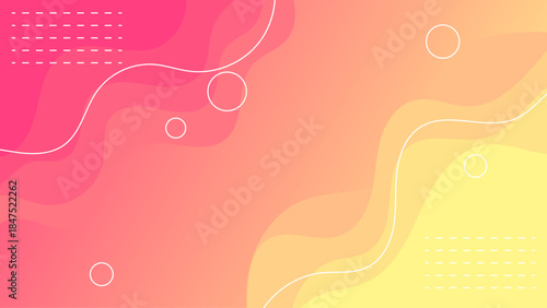 Abstract gradient background with white lines and shapes. Modern Abstract Gradient Background with Flowing Shapes and Line Elements. Vibrant Pink Orange Yellow Fluid Design for Creative Design Element