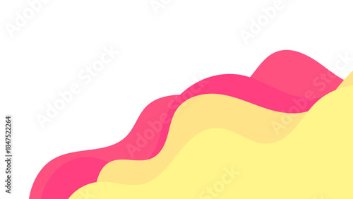 Colorful abstract art with pink and yellow hues on a white background. Minimal Abstract Wave Background with Soft Pink and Yellow Layers. Clean Modern Fluid Shapes on White Space.