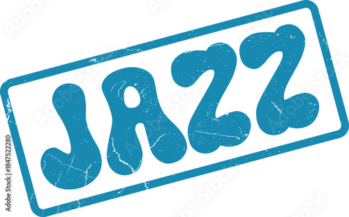 A cool blue jazz rubber stamp for music festivals and entertainment venue promotions