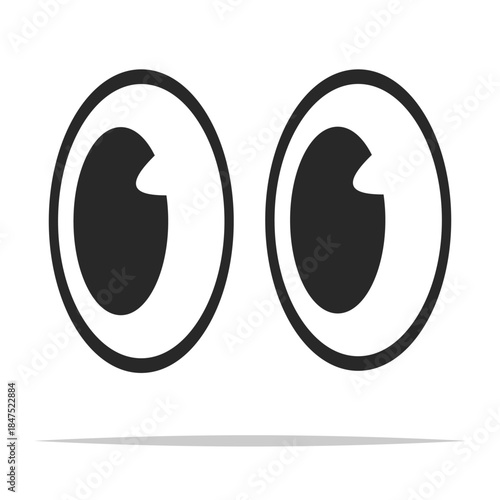Cartoon eyes black and white vector isolated illustration