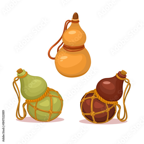 Traditional Chinese Calabash Bottle Gourds Illustration Vector Isolated on White Background
