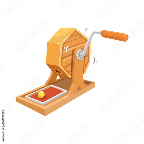 Japanese Wooden Lottery Wheel (Garapon) Illustration Vector