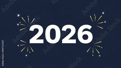 New year 2026 celebration with fireworks on dark background