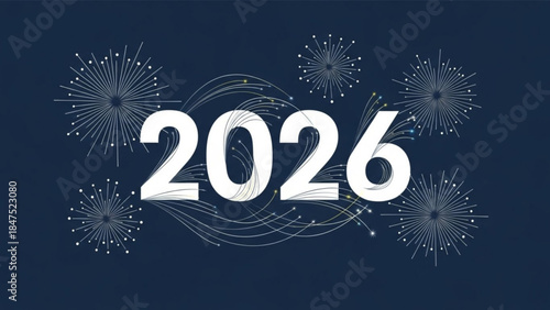 New year 2026 celebration with fireworks on dark background