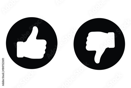 Thumbs up and down flat vector illustration. Perfect for voting, approval, disapproval, feedback, or social media concepts