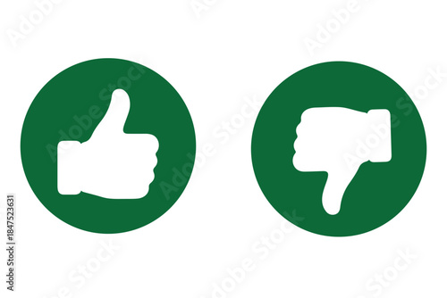 Thumbs up and down flat vector illustration. Perfect for voting, approval, disapproval, feedback, or social media concepts