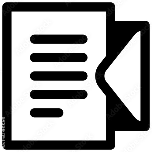 Handwritten letter. Outlined stroke vector icon with black-filled details.