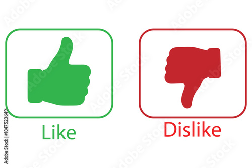 Thumbs up and down flat vector illustration. Perfect for voting, approval, disapproval, feedback, or social media concepts