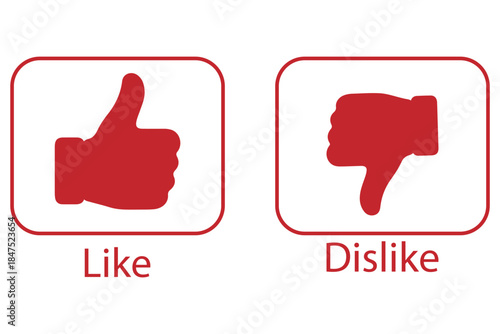 Dislike and like icon button. Thumbs up and thumb down icons in circle buttons shapes , Social media notification icons. emoji post reactions set. Vector illustration 