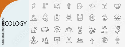 Ecology icon set featuring eco-friendly symbols, perfect for environmental themes and nature-related projects